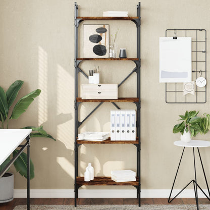 Bookcase 5-Tier Smoked Oak 56x31,5x174 cm Engineered Wood
