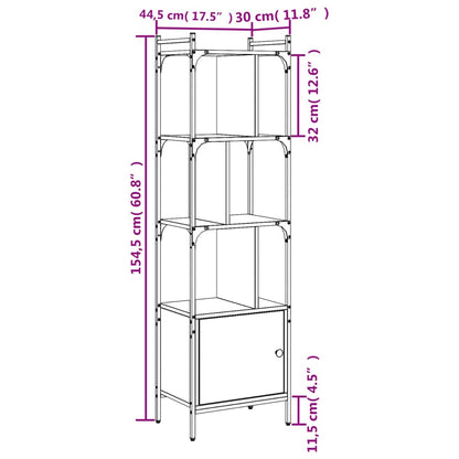 Bookcase with Door Sonoma Oak 44.5x30x154.5 cm Engineered Wood