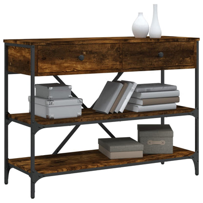 Console Table with Drawers and Shelves Smoked Oak Engineered Wood