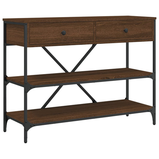 Console Table with Drawers and Shelves Brown Oak Engineered Wood