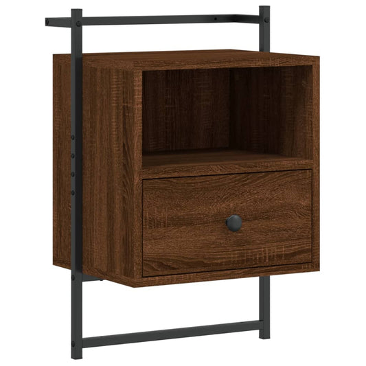 Bedside Cabinet Wall-mounted Brown Oak 40x30x61 cm Engineered Wood