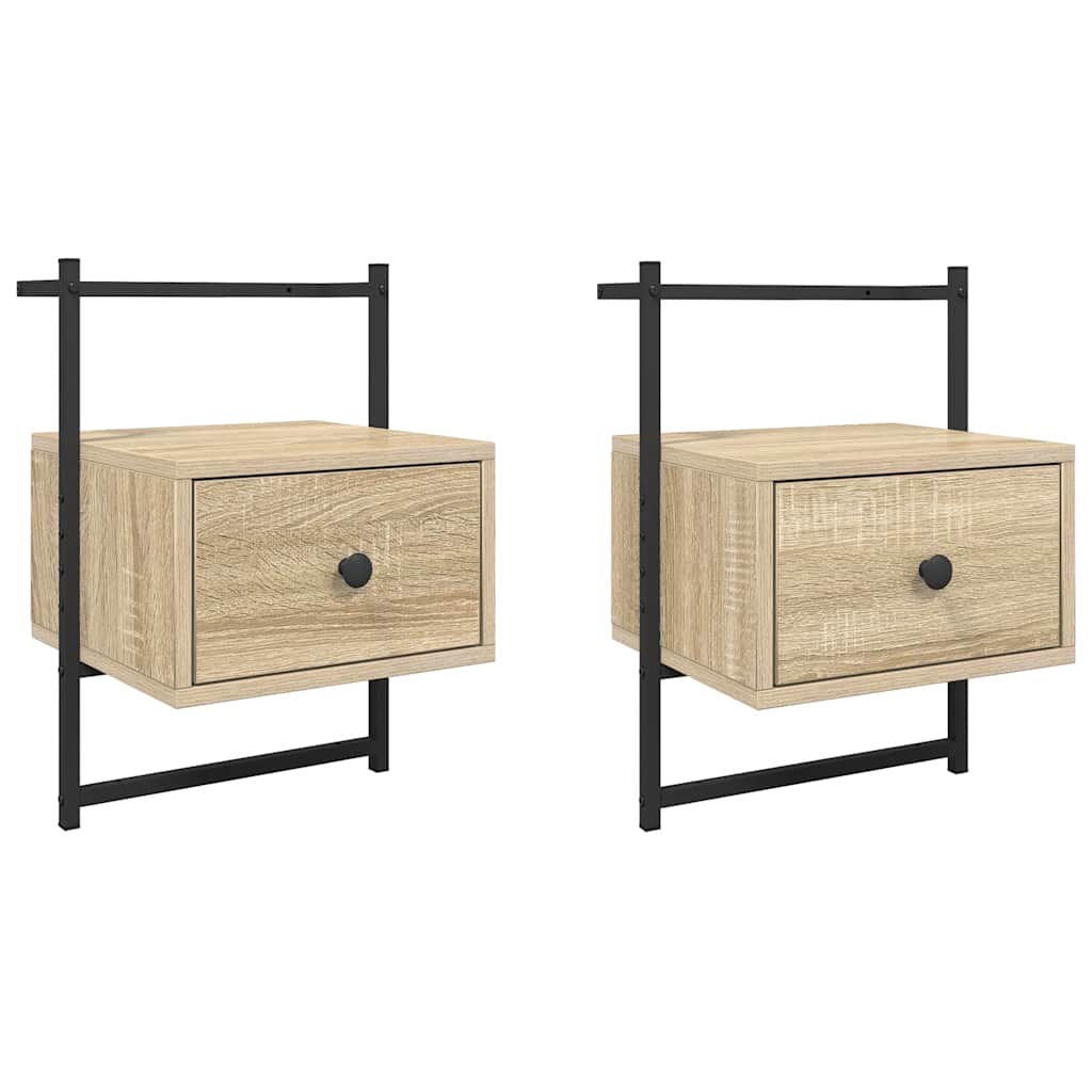 Bedside Cabinets Wall-mounted 2 pcs Sonoma Oak 35x30x51 cm Engineered Wood