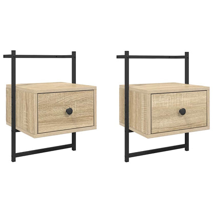 Bedside Cabinets Wall-mounted 2 pcs Sonoma Oak 35x30x51 cm Engineered Wood