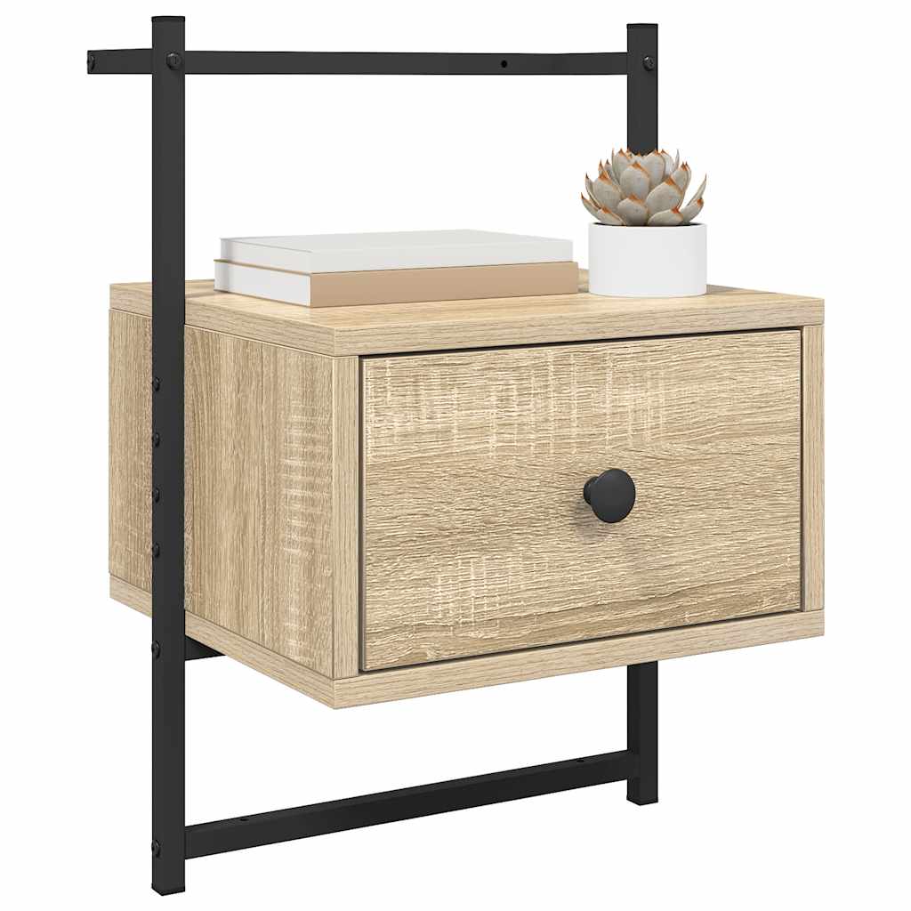 Bedside Cabinets Wall-mounted 2 pcs Sonoma Oak 35x30x51 cm Engineered Wood