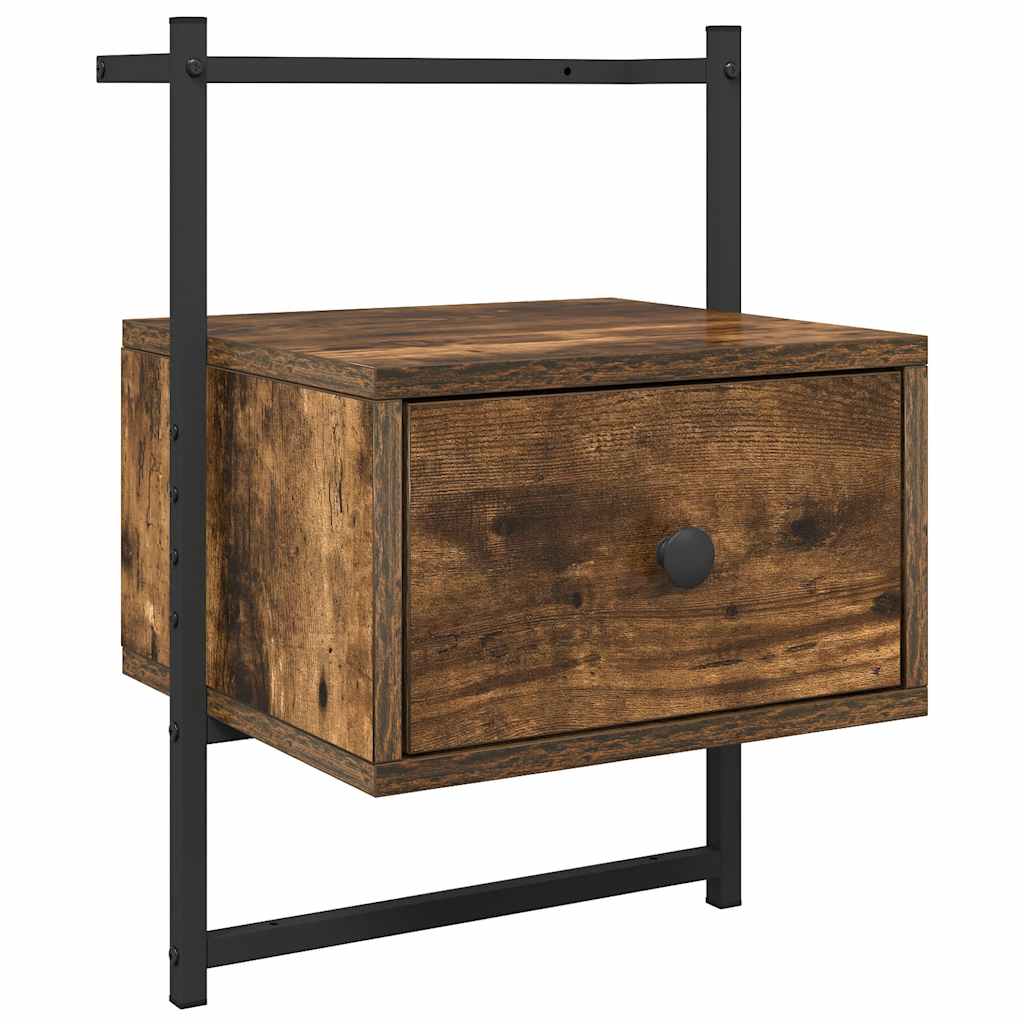 Bedside Cabinet Wall-mounted Smoked Oak 35x30x51 cm Engineered Wood