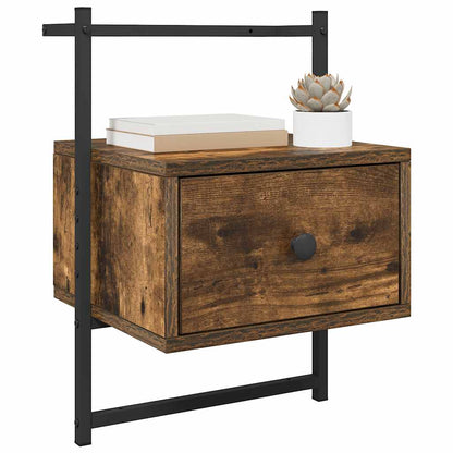 Bedside Cabinets Wall-mounted 2 pcs Smoked Oak 35x30x51 cm Engineered Wood