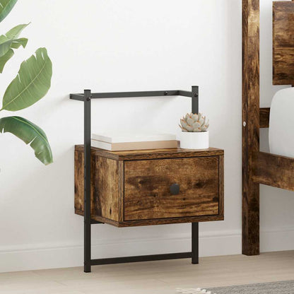 Bedside Cabinets Wall-mounted 2 pcs Smoked Oak 35x30x51 cm Engineered Wood