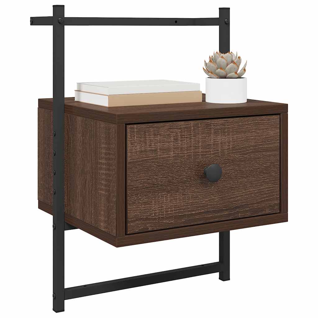 Bedside Cabinet Wall-mounted Brown Oak 35x30x51 cm Engineered Wood