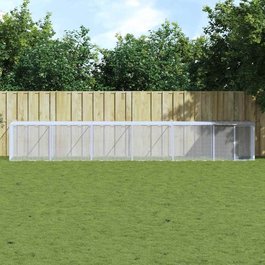 Chicken Cage with Roof Light Grey 603x98x90 cm Galvanised Steel