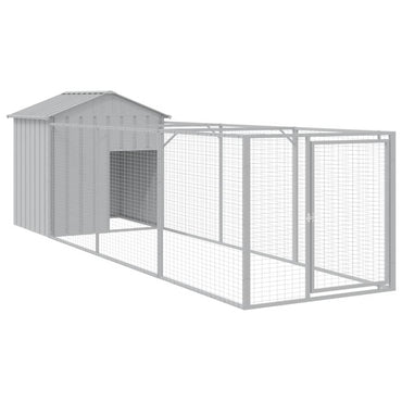 Dog House with Roof Light Grey 117x405x123 cm Galvanised Steel