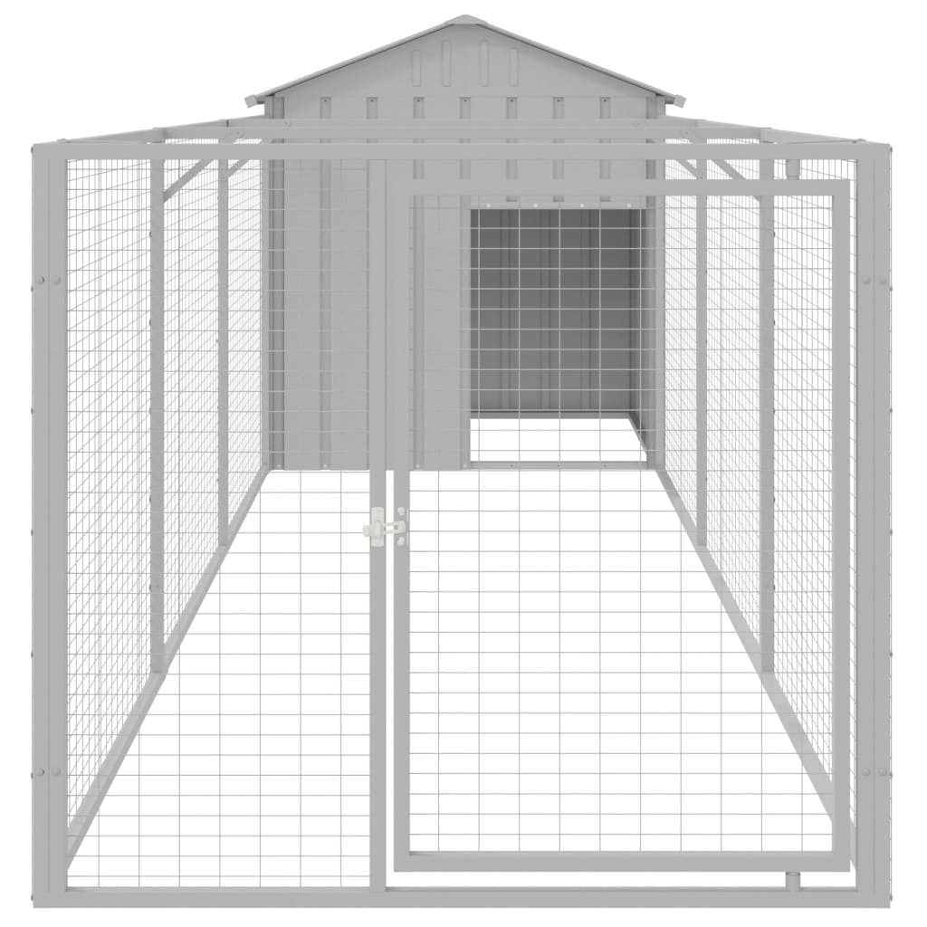 Dog House with Roof Light Grey 117x405x123 cm Galvanised Steel