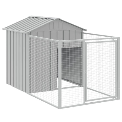 Dog House with Roof Light Grey 117x405x123 cm Galvanised Steel