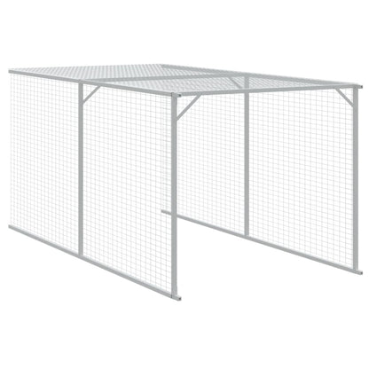 Chicken Cage with Run Light Grey 117x405x123 cm Galvanised Steel