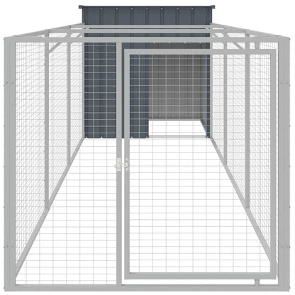 Dog House with Run Anthracite 110x405x110 cm Galvanised Steel