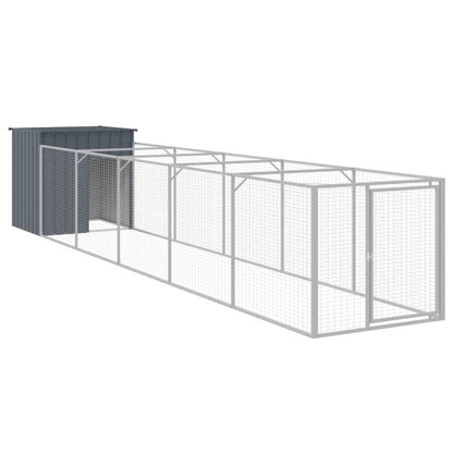 Dog House with Run Anthracite 110x609x110 cm Galvanised Steel