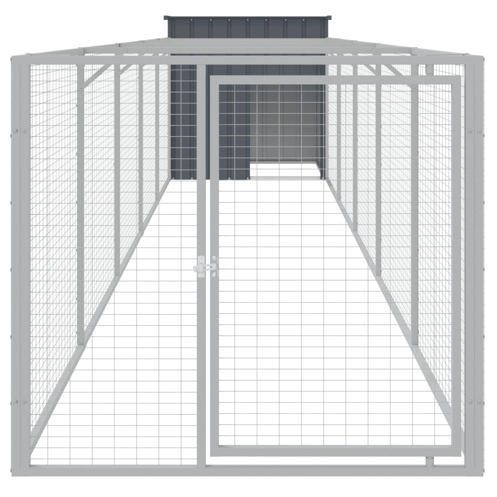 Dog House with Run Anthracite 110x609x110 cm Galvanised Steel