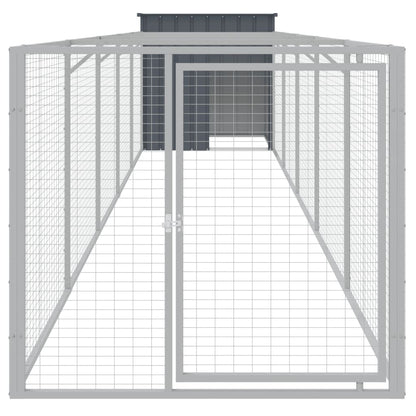 Dog House with Run Anthracite 110x609x110 cm Galvanised Steel