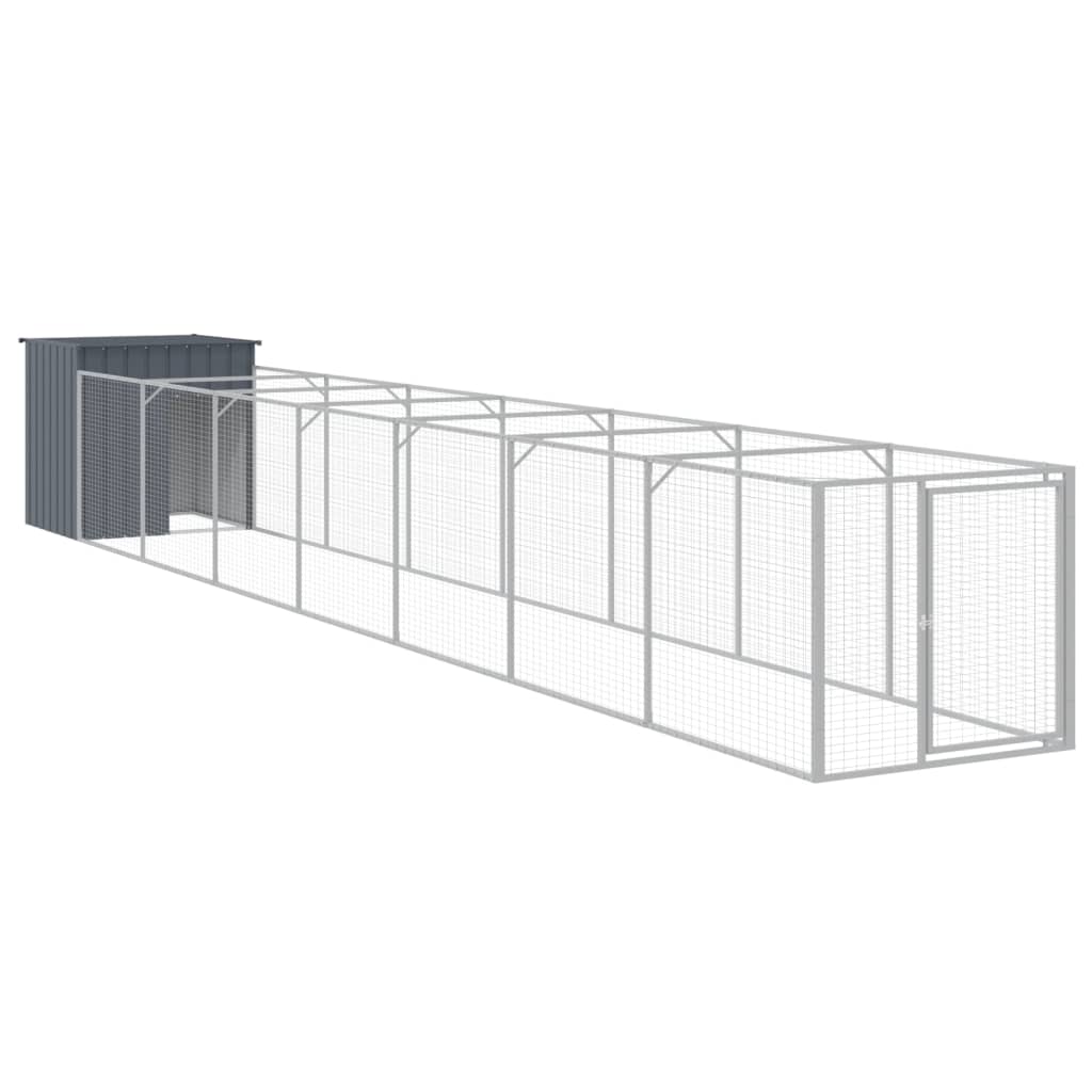 Dog House with Run Anthracite 110x813x110 cm Galvanised Steel