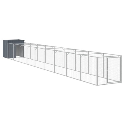 Dog House with Run Anthracite 110x1017x110 cm Galvanised Steel