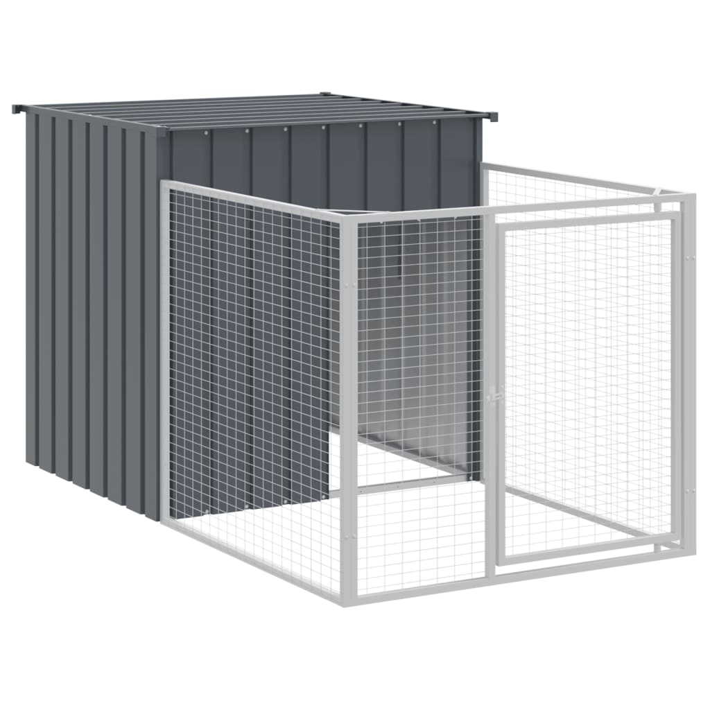 Dog House with Run Anthracite 110x1017x110 cm Galvanised Steel