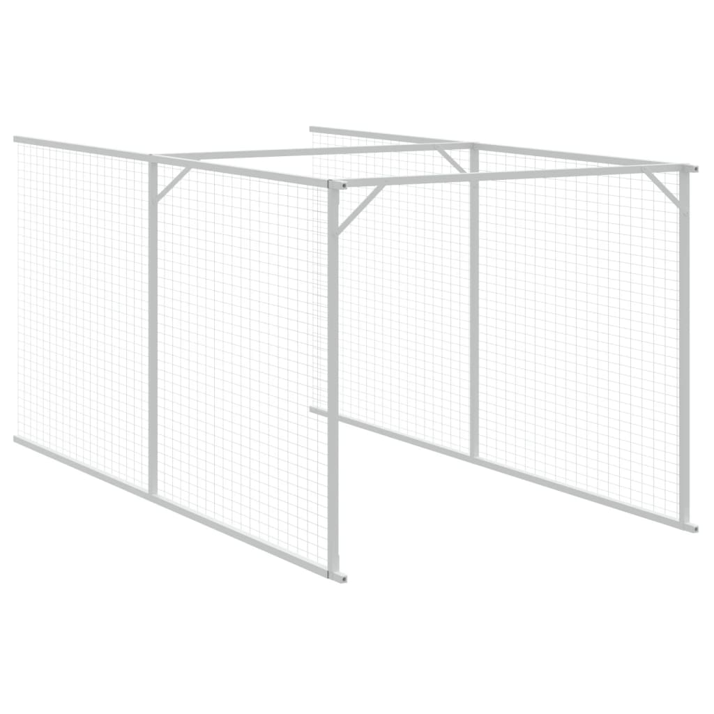 Dog House with Run Light Grey 110x609x110 cm Galvanised Steel