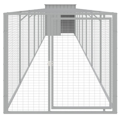 Dog House with Run Light Grey 110x813x110 cm Galvanised Steel