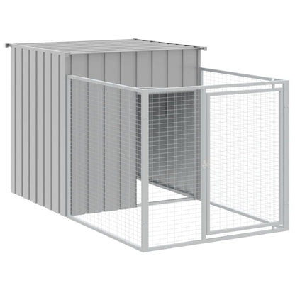 Dog House with Run Light Grey 110x813x110 cm Galvanised Steel