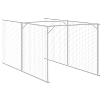 Dog House with Run Light Grey 110x813x110 cm Galvanised Steel