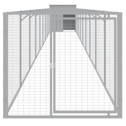 Dog House with Run Light Grey 110x1017x110 cm Galvanised Steel