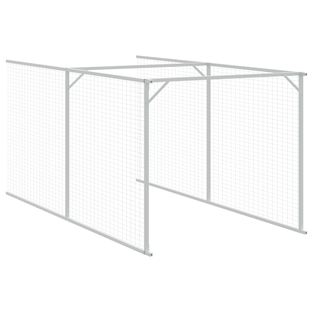 Dog House with Run Light Grey 110x1221x110 cm Galvanised Steel