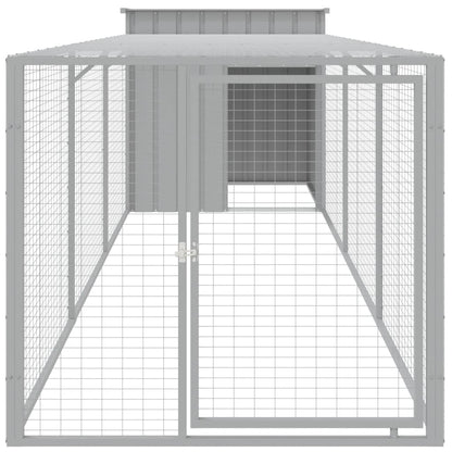 Chicken Cage with Run Light Grey 110x405x110 cm Galvanised Steel