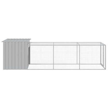 Chicken Cage with Run Light Grey 110x405x110 cm Galvanised Steel