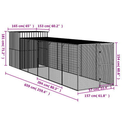 Chicken Cage | Anthracite | Galvanised steel | 165x659x181 cm | Durable