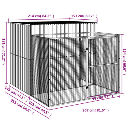 vidaXL Dog House Anthracite Galvanized Steel 84.3 x 99.6 x 71.3 in