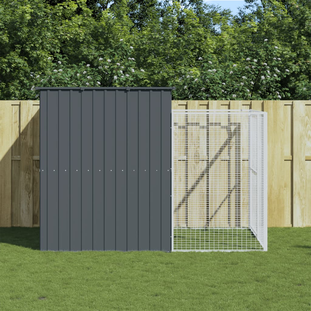 vidaXL Dog House Anthracite Galvanized Steel 84.3 x 99.6 x 71.3 in