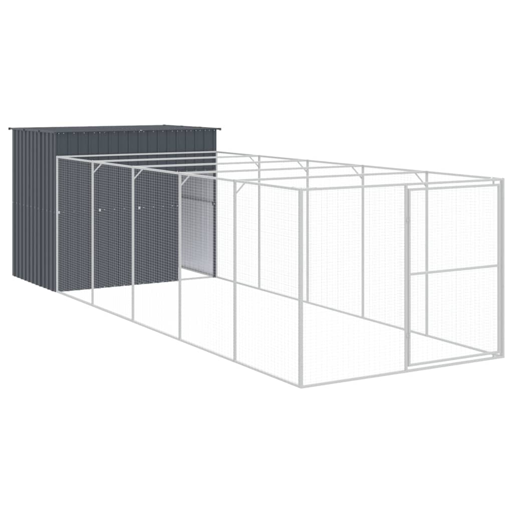 vidaXL Dog House Anthracite Galvanized Steel Large Durable Dog House