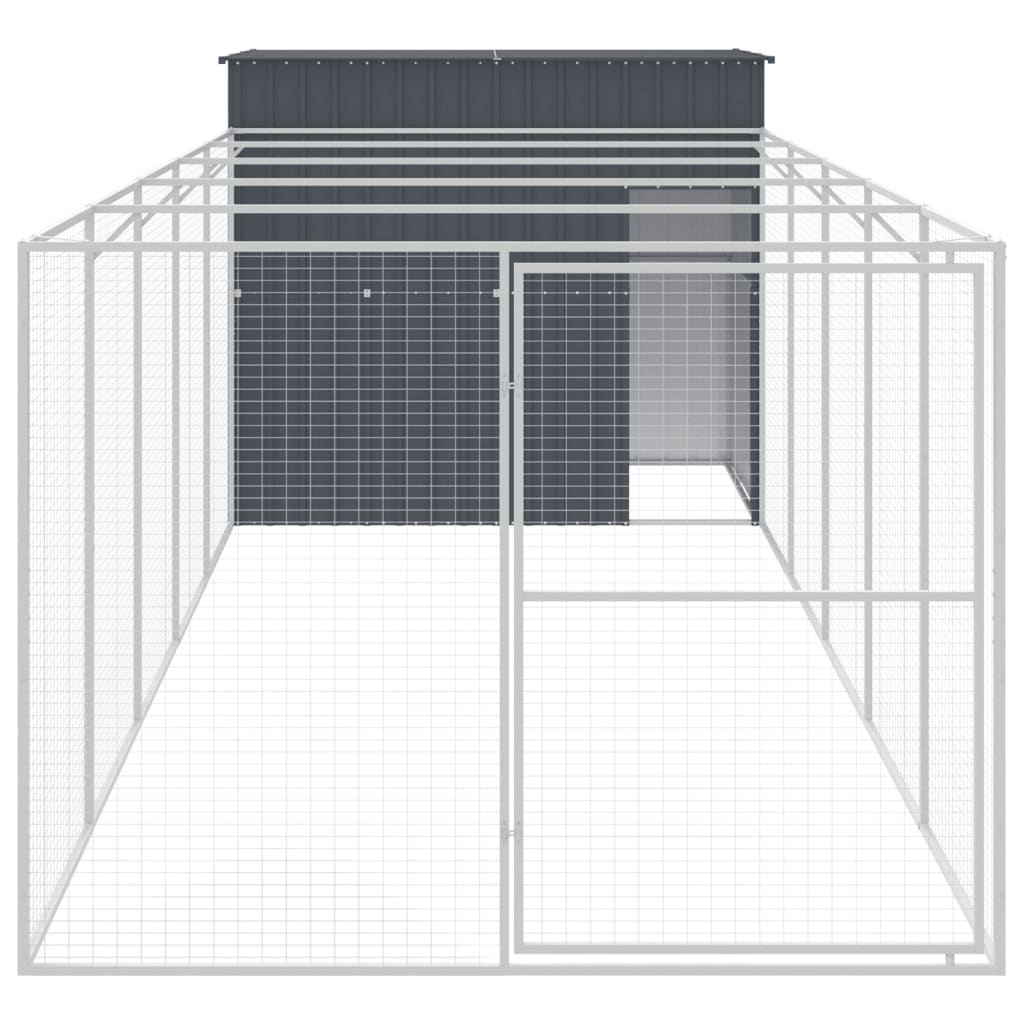 vidaXL Dog House Anthracite Galvanized Steel Large Durable Dog House