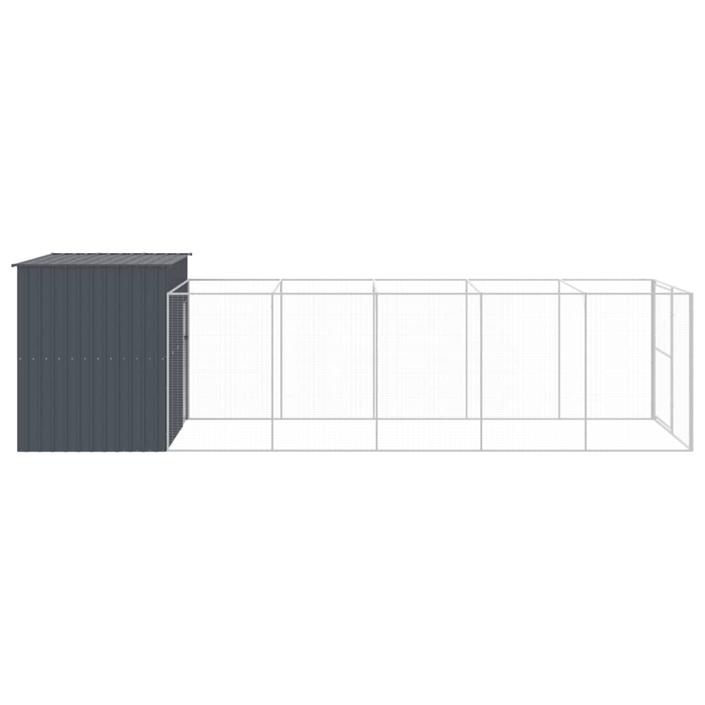 vidaXL Dog House Anthracite Galvanized Steel Large Durable Dog House