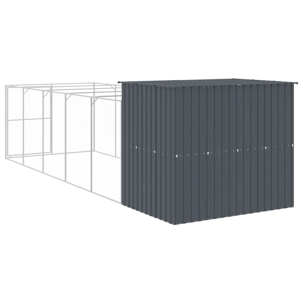 vidaXL Dog House Anthracite Galvanized Steel Large Durable Dog House