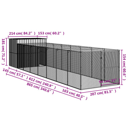 vidaXL Dog House Anthracite Galvanized Steel Large Dog House
