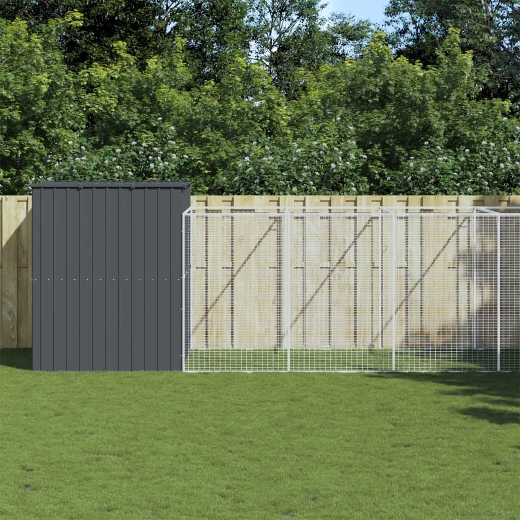 vidaXL Dog House Anthracite Galvanized Steel Large Dog House