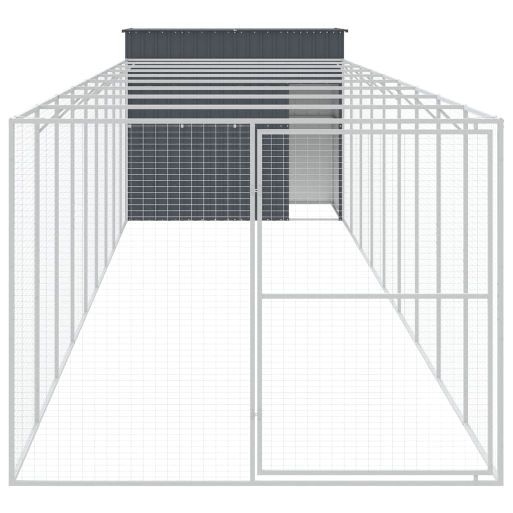 vidaXL Dog House Anthracite Galvanized Steel Large Durable Dog House