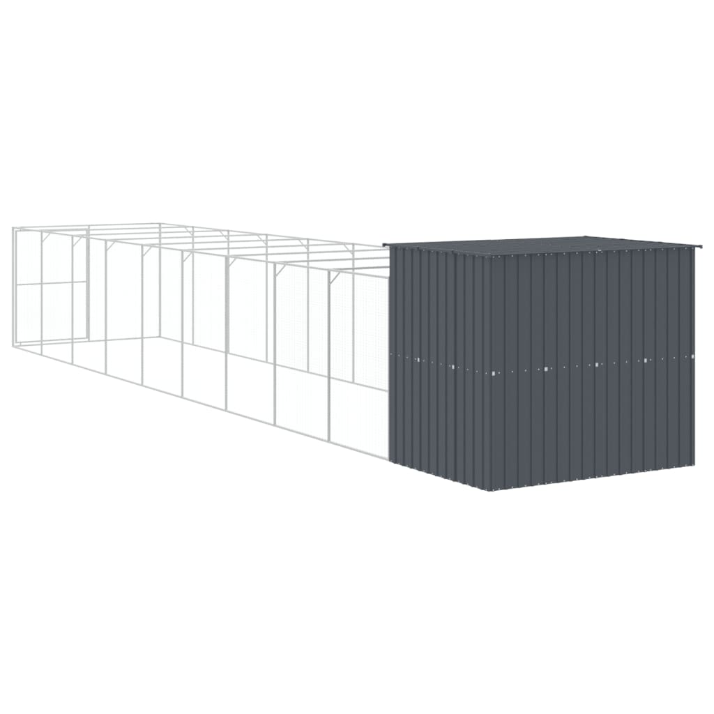 vidaXL Dog House Anthracite Galvanized Steel Large Durable Dog House