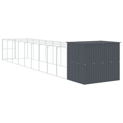 vidaXL Dog House Anthracite Galvanized Steel Large Durable Dog House