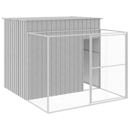vidaXL Dog House Light Grey Galvanized Steel Medium Durable Dog House