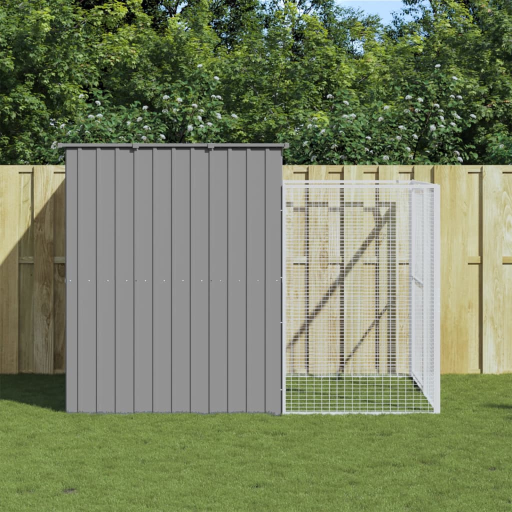 vidaXL Dog House Light Grey Galvanized Steel Medium Durable Dog House