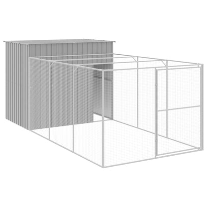 vidaXL Dog House Light grey Galvanized steel 84.3 x 180.3 x 71.3 in