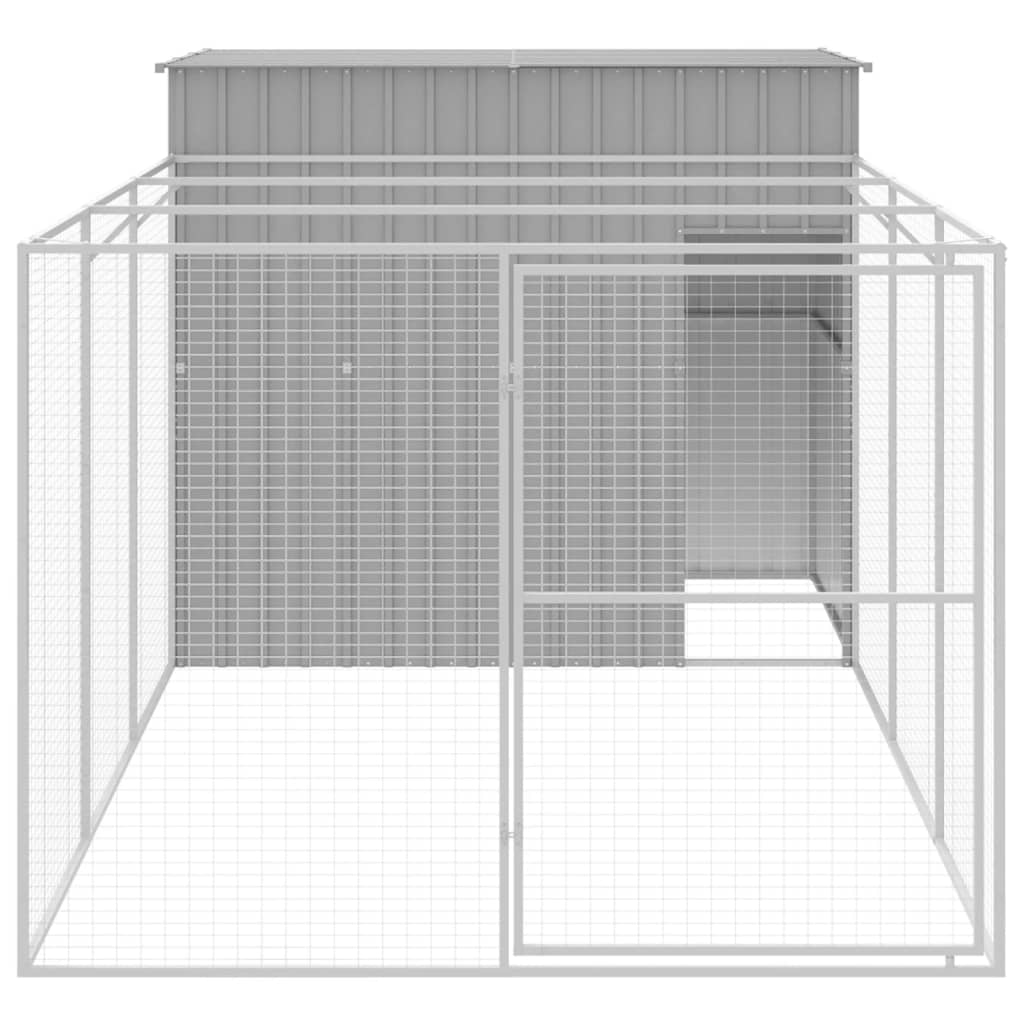 vidaXL Dog House Light grey Galvanized steel 84.3 x 180.3 x 71.3 in