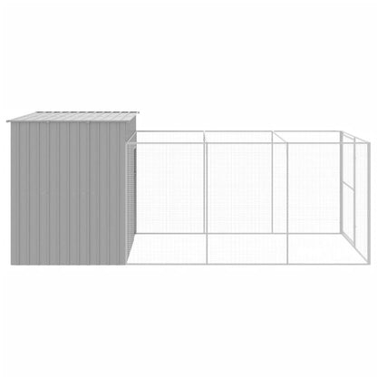 vidaXL Dog House Light grey Galvanized steel 84.3 x 180.3 x 71.3 in