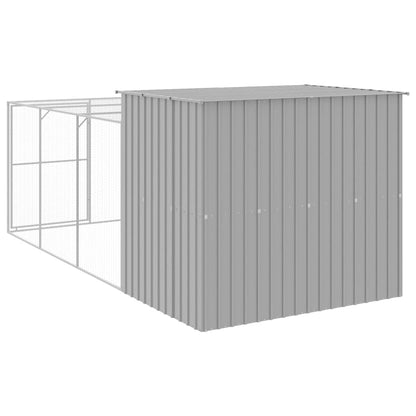 vidaXL Dog House Light grey Galvanized steel 84.3 x 180.3 x 71.3 in